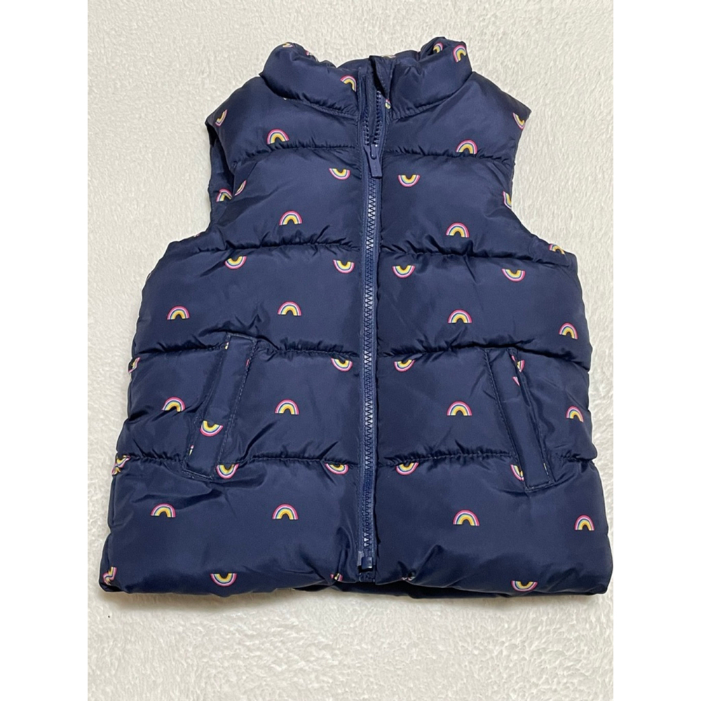 Girls Old Navy Puffer Vest 4T Navy Rainbows